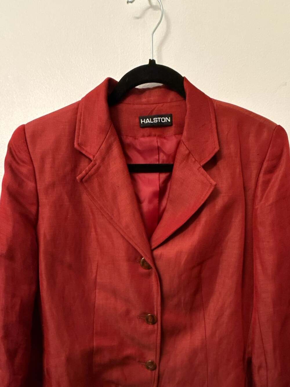 Halston Vintage Red Acetate Rayon Blazer Jacket